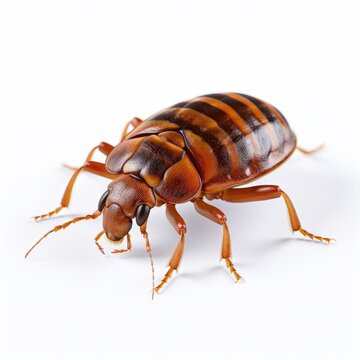 Bedbug isolated on white background, Infestations can lead to itchy bites and sleepless nights
