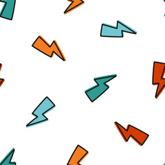Seamless pattern with colorful lightning bolt