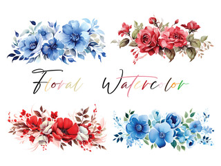 Fototapeta na wymiar Vector of very beautiful watercolor flowers suitable as an element for decoration or wedding invitations