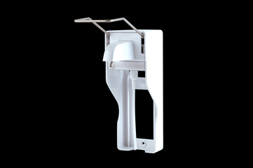 et of white plastic bottles (packages, tubes) on black background. For cosmetic product