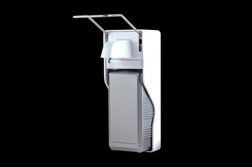et of white plastic bottles (packages, tubes) on black background. For cosmetic product