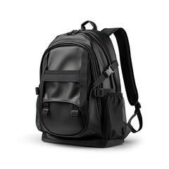Black bagpack isolated on white background