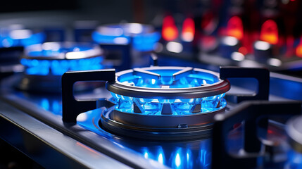 Kuchenka gazowa, palnik gazowy, kuchenka z niebieskim płomieniem.