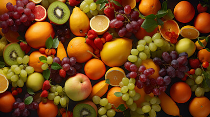 Naklejka na ściany i meble A colorful array of fresh fruits, representing the diversity and bounty of the season