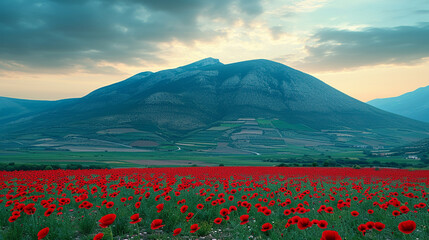 landscape with flowers