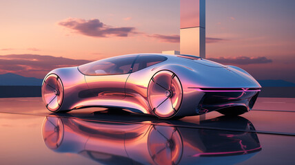 modern car concept There is advanced technology developing in the future world.
