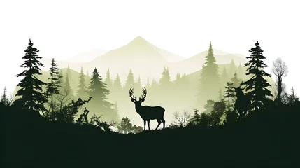 Poster forest silhouette in the shape of a wild animal wildlife and forest conservation concept © l1gend