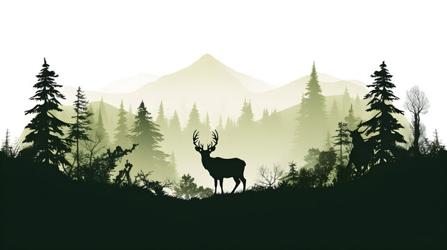 forest silhouette in the shape of a wild animal wildlife and forest conservation concept