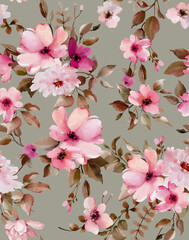 Watercolor floral seamless pattern. It's perfect for textile, wallpaper, fabric design, wrapping paper, digital paper.