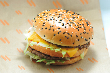 hamburger from the network of the Russian fast food chain 