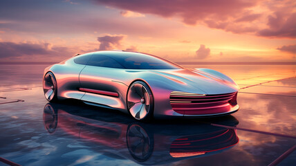 Beautiful modern luxury cars There is advanced technology developing in the future world.