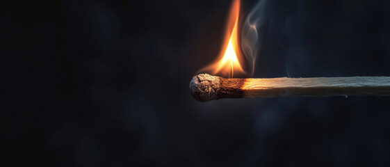 A lone match ignites, its flame a beacon in the dark—symbolizing hope, ideas, and the start of something new