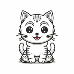 Cute cat, coloring book, excited, Chibi, supplies, carriers, white background.





