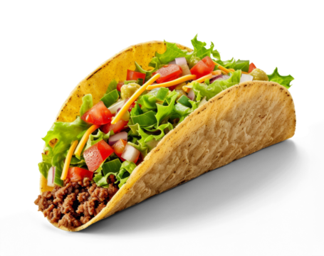 Delicious tacos on white or transparent background
