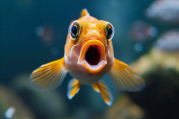 The image is of a fish with a face, likely underwater. The fish appears to be a marine organism and...