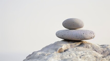 Fototapeta na wymiar Zen Balance: Harmony in Stone Stacking
