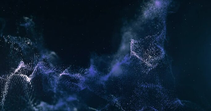 Blue Particles Waving And Dark Background