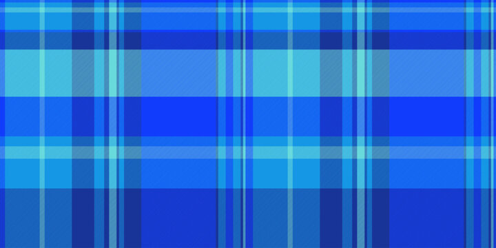 Event fabric pattern texture, order tartan background vector. Decor plaid check seamless textile in cyan and bright colors.