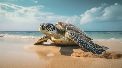 sea turtle on the beach - 714798955