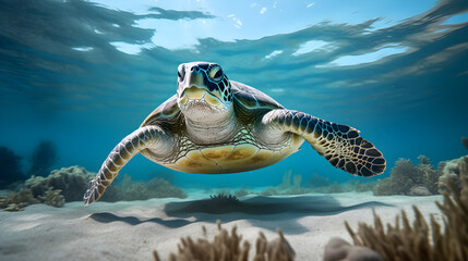 portrait of sea turtle in ocean - 714798968