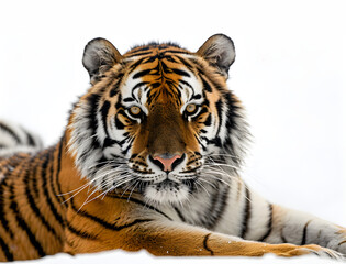 grazing tiger on white background - 714798995