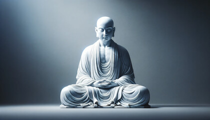 marble statue of a meditating monk