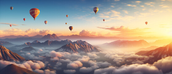 A surreal 4K wallpaper featuring hot air balloons, creating a dreamlike atmosphere. The vibrant colors and fantastical elements make it a captivating addition to any digital backdrop collection.