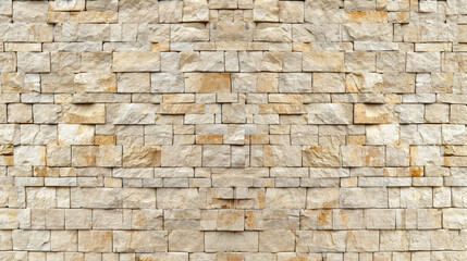 Obraz premium Panoramic background of wide beige brick wall texture. Home or office design backdrop 