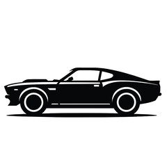 Fototapeta premium Black Car Silhouette Illustration Vector. AI Generative 