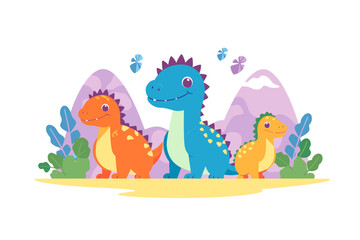 Cute dinosaur character set in cartoon style © The Illustraitor