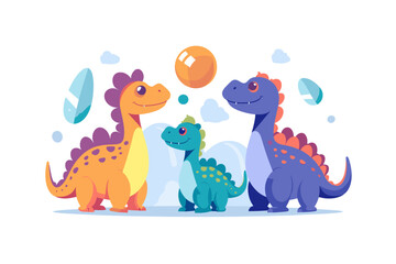 Cute dinosaur character set in cartoon style © The Illustraitor