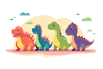 Cute dinosaur character set in cartoon style © The Illustraitor