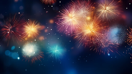 Fototapeta premium Fireworks background for celebration, holiday celebration concept