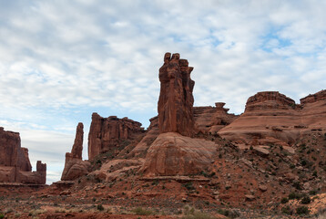 Fototapeta premium Sandstone formations seen from La Sal Mountains Viewpoint