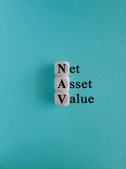 NAV Net Asset Value - company's total assets minus its total liabilities. Acronym text stamp on...