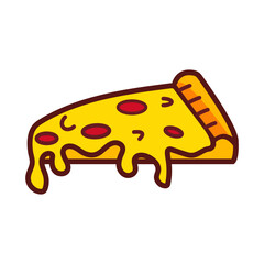Illustration of a pizza, pizza icon vector illustration isolated on white background.