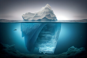 Iceberg, underwater and above water view. - obrazy, fototapety, plakaty