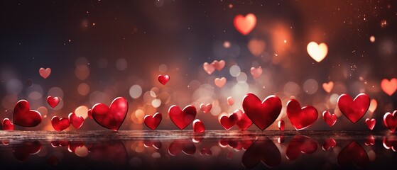 Hearts with Bokeh Lights. AI Generated Image