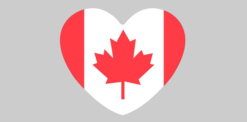 Canadian Flag Heart Symbol Vector Illustration.