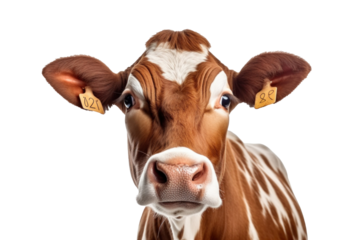 A dairy cow isolated on a transparent background.