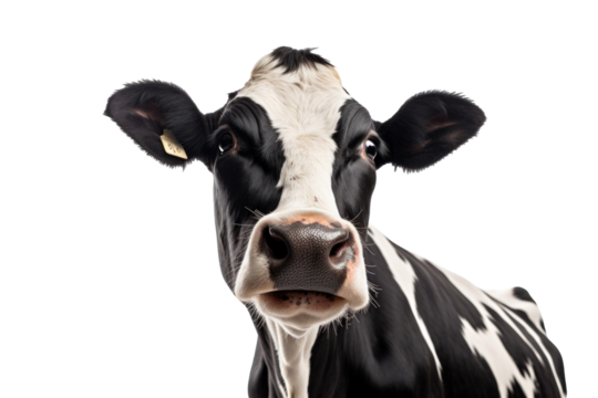 A dairy cow isolated on a transparent background.