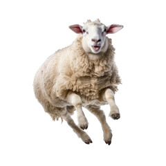 A happy sheep jumping isolated on a transparent background.