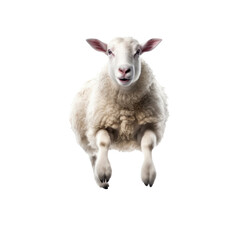 Fototapeta premium A happy sheep jumping isolated on a transparent background.