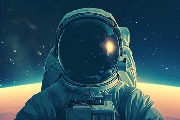 astronaut suit illustration cartoon background