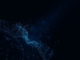 Abstract futuristic low poly technology background, geometry triangles with connected dots and lines. Virtual 3D illustration of network structure.	