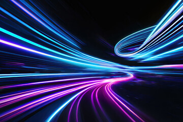 Fototapeta na wymiar Neon Lights in Space: Futuristic Cosmic Background Line Art 