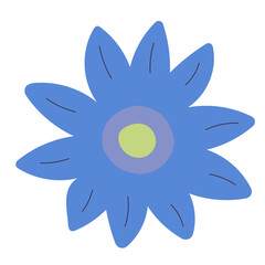 Flat flower bud element for beautiful design. Simple form. Vector drawing.