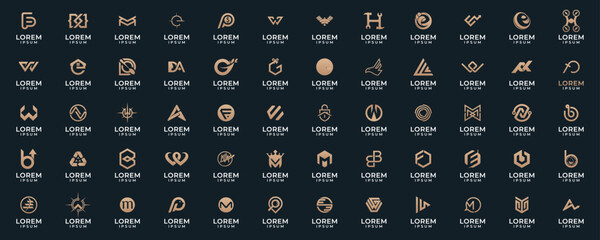 Abstract logos mega collection. Abstract design concept for branding with golden gradient. logo design for business, technology, internet companies, etc