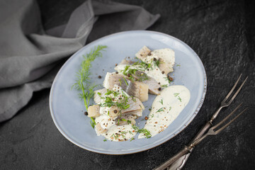 herring in wasabi sauce with fresh dill