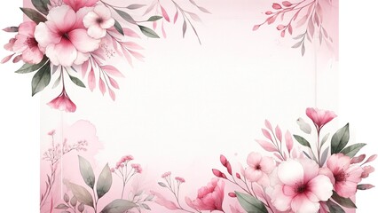 Whimsical Botanicals, Pink Watercolor Background